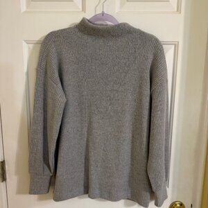 Ann Taylor Loft Medium Cotton Blend Sweater Gray Marled Knit Classic Essential